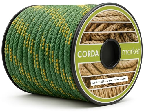 Cordamarket Driza Seil 10 mm, Gelb/grün, 10mm a 15mts