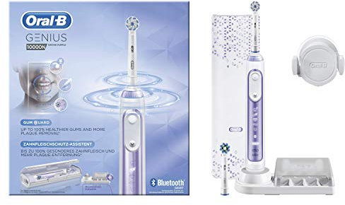 Oral-B Genius 10000N Elektrische Zahnbürste mit Zahnfleischschutz-Assistent & Premium Lade-Reise-Etui, orchid purple