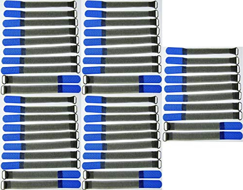 50x 16 cm x 16 mm FUK wiederverschleßbare Klett-Kabelbinder BLAU mit Metall-Öse - Kabel-Klettband 160 mm wiederverwendbar