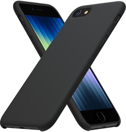 ORNARTO kompatibel mit iPhone SE 3 Silikon Case 2022 5G, iPhone 7/8/SE 2022 Hülle Ultra Dünne Flüssig Silikon Handyhülle Schutz für SE(2022)/SE(2020) 4,7 Zoll Mitternachts Schwarz