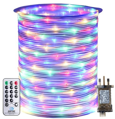 RcStarry 30M 300 LED Rope Lights, 8 Modes, Timer, Remote, Plug in Indoor Outdoor String Lights,Multi-Color, IP67 Waterproof Fairy Lights for Garden, Patio, Deck, Landscape Lighting, Bedroom and More
