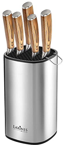 Universal Knife Block, Stainless Steel Knife Holder, Knife Organizer, Modern Rectangular Design, 8.5” by 5”(knives not included)