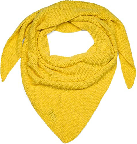 styleBREAKER Damen Strick Dreieckstuch | Weiches Schultertuch mit Reiskorn Muster | Unifarbenes Dreiecktuch aus Wolle Mix | Made in Italy | 190 x 72 cm, Farbe:Gelb