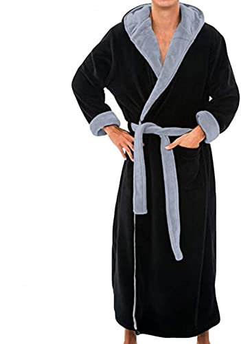 Alueeu Herren Morgenmantel Baumwolle Leicht Elegant Lang 4XL Winter Seide Satin Bademantel Hausmantel Frotteemantel Robe Negligee Saunakilt Morgenrock Kimono Pyjama Lang Nachtwäsche Bathrobe