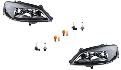 Johns, Scheinwerfer Halogen passend für Opel Astra schwarzer Rahmen 98-04 Leu. Satz L R