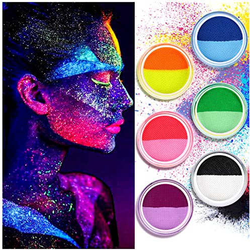 Water Activated Eyeliner, UV Glow Neon Cake Paint, 12 Bright Color Hydra Eye Liner,UV Glow Blacklight Luminous Body Face Makeup Paint, Costume Halloween and Club Makeup Art Paint (01)