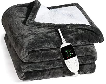 Extra Large Heated Electric Blanket, Ultra Soft Luxurious Flannel Electric Overblanket Auto Shutoff-Machine Washable-Timer and 4 Different Heat Settings Bed Throws for Winter Body Warmer (130*150CM)