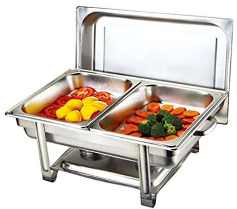 Samnuerly Chafing Food Warmer Chafing Dish Buffet Edelstahl Catering Chafer Rechteckig Buffet Herd Heizung Bequem und Praktisch (Color : Silver, Size : 60x37x33cm) 60x37x33cm