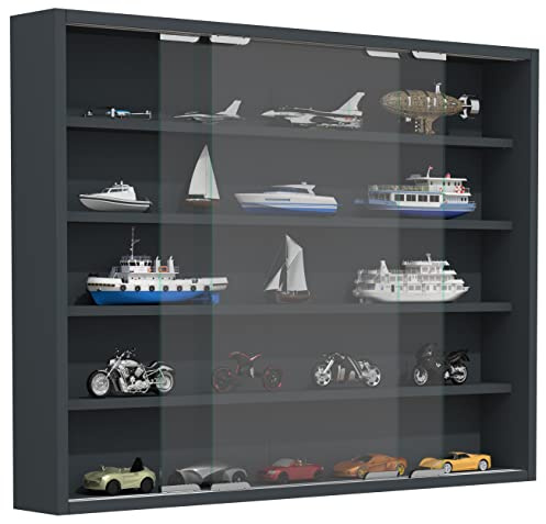 VCM Glasvitrine hängend | Vitrine Glas mit ESG-Sicherheitsglas | Maße ca. H. H. 60 x B. 77 x T. 10 cm | Hängevitrine Glas | Modern und platzsparend | Glas Vitrinenschrank - Agisa L