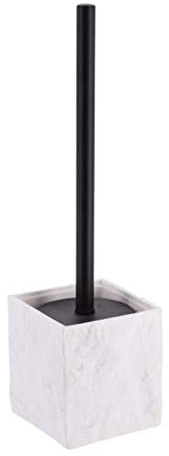 PLUS HOME Escobillade baño con escobillero poliresina Efecto Piedra,escobilla de váter para el Cuarto de baño y Aseo 10x 39 cm Color Blanco.