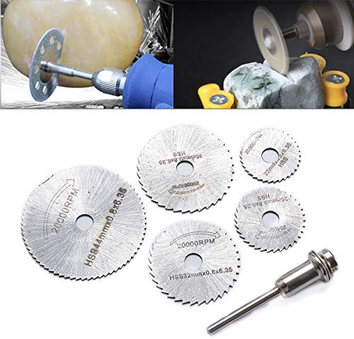 6PCS HSS Circular Saw Blade Set for Timber, Plastic, Fiberglass, Copper, Aluminium & Thin Sheet Metal(5 HHS Saw Blade + 1 Extension Rod）
