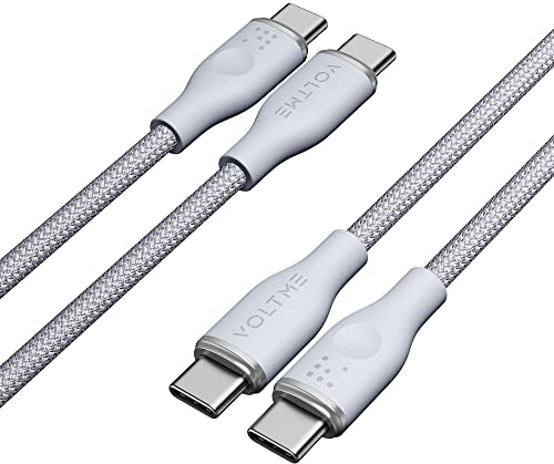 VOLTME Lot de 2 Câble USB C vers USB C PD 60W Nylon Tressé 1,0m, RUGG Câble USB-C Type C Charge Rapide Compatible avec MacBook, MateBook, Pixel 7/6 Pro/5/4XL, iPad Pro, Galaxy S23/Plus, etc (gris)