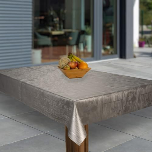 laro Wachstuch-Tischdecke Abwaschbar Garten-Tischdecke Wachstischdecke PVC Plastik-Tischdecken Eckig Meterware Wasserabweisend Abwischbar, Muster:Grau Geprägt Metallic, Größe:100x140