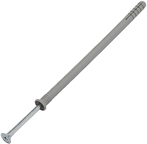 AERZETIX - C67166 - Set di 50 tasselli chiodi Ø8x160mm con flangia smussata in polietilene + 50 chiodi-viti Ø4.9x165mm con testa fresata PZ2 in acciaio - per colpire - struttura metallica cemento