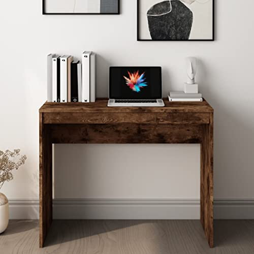 Natulvd 90cm Einfacher Schreibtisch Stehpult, Moderner Computertisch Gaming Schreibtisch Konsolentisch für Schlafzimmer, Home Office Schreibtisch Schreibtisch Arbeitszimmer Schreibtisch - Rustikal