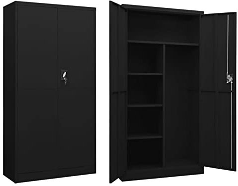 GuyAna Schließfachschrank Schwarz SpintschräNke 90x40x180 cm Stahl Metallschrank Werkstatt
