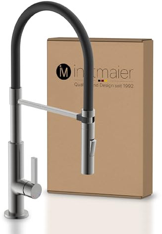 instmaier Nova | Küchenarmatur mit flexibler Geschirrbrause | Graphit matt | Wasserhahn Küche 360° schwenkbar | Spültischarmatur mit 2 Strahlarten | Mischbatterie