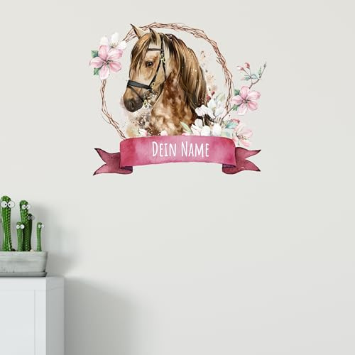 GRAZDesign Wandtattoo Pferd mit Namen personalisiert, Kinderzimmer für Mädchen - 66x57cm