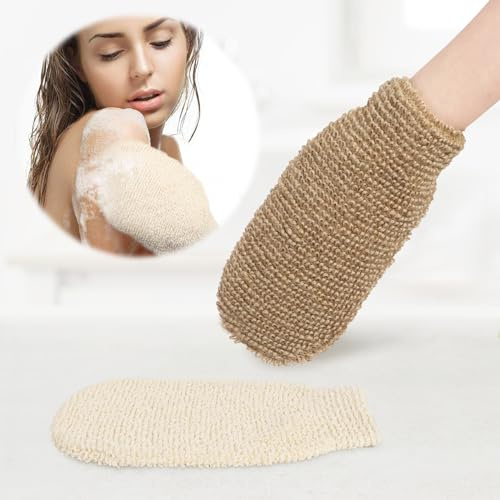 Minicoco Peeling-Handschuhe, Peeling-Handschuh, Duschhandschuhe, Peeling-Handschuhe, Unisex, Bambus-Peeling, Naturfaser, Peeling-Handschuh, 2 Stück
