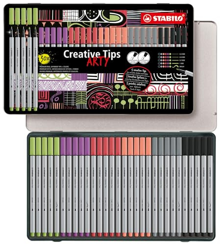STABILO - Multi-Liner-Set - Creative Tips - ARTY - 30er Metalletui - PASTEL