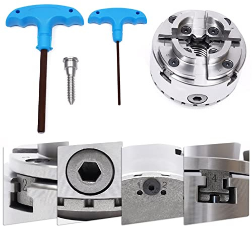 M33 Drehbankfutter 96mm Spannfutter Drechselfutter 4 Backenfutter Mit Selbstzentrierend, Einstellbare Mitte für kleine Holzbearbeitungsgraviermaschinen