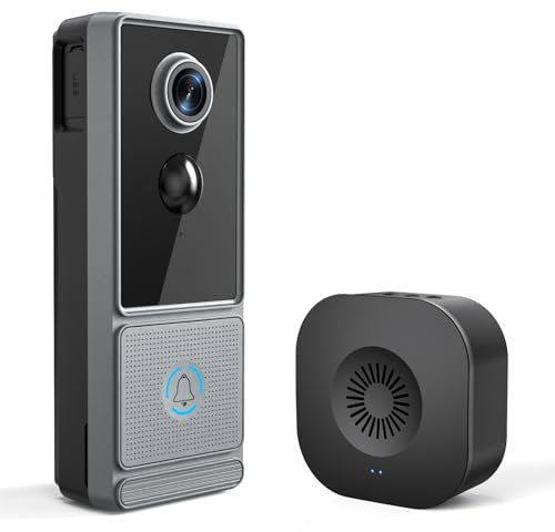 BYRANKE Doorbell Camera with Wireless Chime, Wireless Doorbell Camera, 2 Way Audio, Smart Motion Detection, Works with Alexa, Real Time Alert for Home, 2.4GHz WiFi., Home Security.
