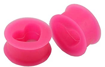 Bcughia Silikon Flesh Tunnel 8mm Ear Plug Tunnel Herz Form Ohr Tunnel Set, 2 Stück