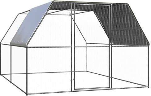 Festnight Freilaufgehege Hühner 3 x 4 x 2 m,Outdoor Hühnerkäfig,Hühnerauslauf,Hühnerkäfignetz,Geflügelkäfig,Hühnerkäfig Verzinkter Stahl,Hühnerstall,Voliere Hühner,Freilaufgehege,Tür & Riegel