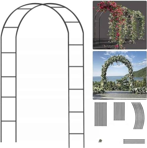 WCQSYY Arco Da Giardino in Metallo,Arco Per Rose Per Piante Rampicanti,Resistente Padiglione Da Giardino,Traliccio,Pergolati Alle Intemperie E Autoportante,Con Base,Facile Da Montare,Verde,W3.5M*H2.2M