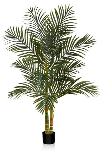 MADL 4FT Golden Cane Palm Tree, Green Artificial Tree Fake Palm Tree, Home Garden Outdoor Office Decor