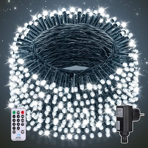 Nextronix Fairy Lights Indoor Outdoor, 60m 600 LED String Lights Plug-in with 8 Modes/Timer/Remote, IP44 Waterproof Christmas Tree Lights for Garden/Outside/Window/Bedroom Party Halloween Decorations