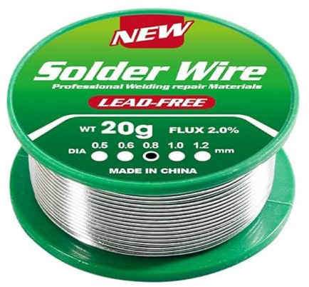 Lötdraht Bleifreier, Soldering Wire, Lötzinn mit Flussmittel, 20g Lötdraht Elektronik Lötzinn mit Kolophoniumkern Lötzinn Draht Lötmittel Lötzinn 0.8mm zum Elektrolöten und Heimwerken