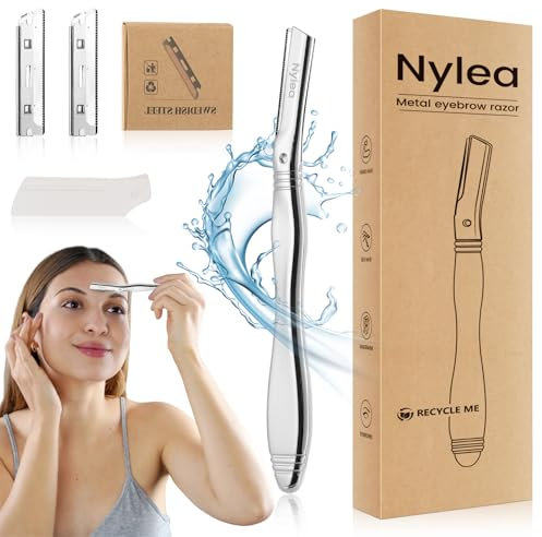 Augenbrauenrasierer, Edelstahl Gesichtsrasierer für Frauen & Männer – Mehrzweck Peeling Rasierer für Dermaplaning mit 4 Klingen, ideal zur Entfernung von Flaum-, Gesichts- und Augenbrauenhaaren.