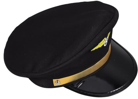 CHILDWEET 1stück Flugkapitän Für Erwachsene Verstellbare Pilotenkappe Für Kostümpartys Halloween Und Cosplay Stilvolle Uniform-haube Für Maskeraden Und Themenveranstaltungen