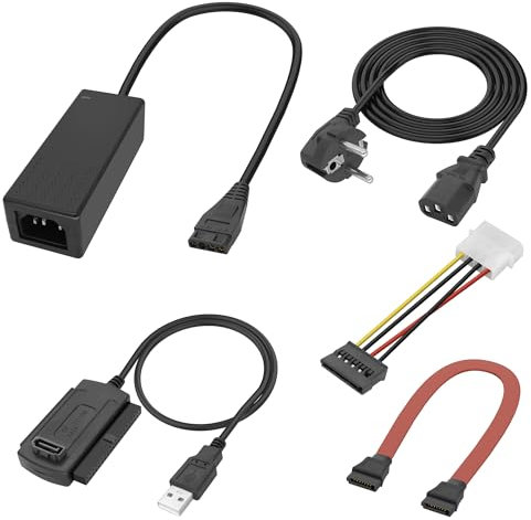 XMSJSIY SATA PATA IDE a USB 2.0 Adattatore Convertitore Cavo per 2.5 3.5 disco rigido HDD SSD/CD-ROM/CD-RW/DVD-ROM con cavo di alimentazione CA per PC Desktop Laptop
