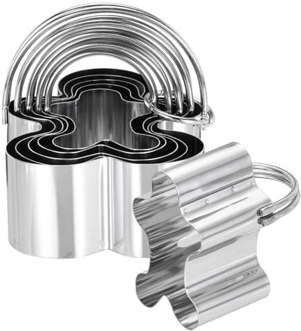 sourcing map Set di 5 formine per biscotti a forma di omino di pan di zenzero, in acciaio inox, con manico, per cucina e torte
