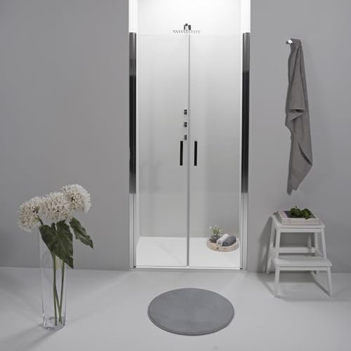 Porta Doccia Saloon 80 x 195 cm - Vetro Temperato 6 mm Trasparente, Profilo Cromato, Apertura Interna/Esterna, Chiusura Magnetica e Sistema Antigoccia - Facile da Pulire