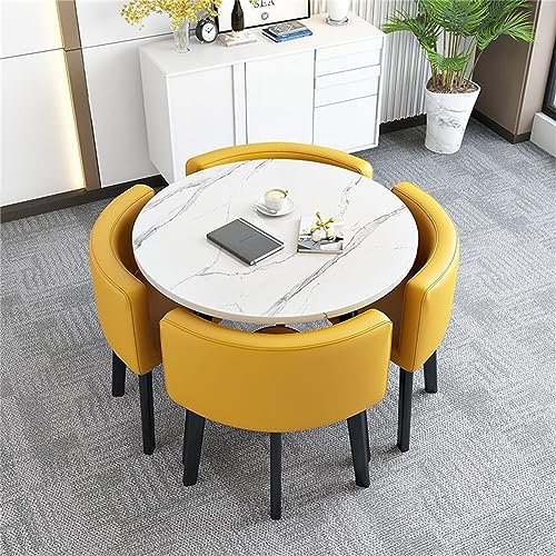 Modernes Büro Empfangsraum Club Tisch Set für 4 Kleine Konferenztisch mit Stühlen Couchtisch und Stuhl Set Runde Möbel für Geschäftsverhandlungen und Meetings