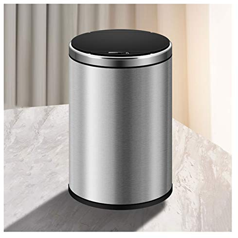 Contenedor De Basura Inteligente con Tapa, De Acero Inoxidable, Automático, Sin Contacto, para Cocina,Silver-6L