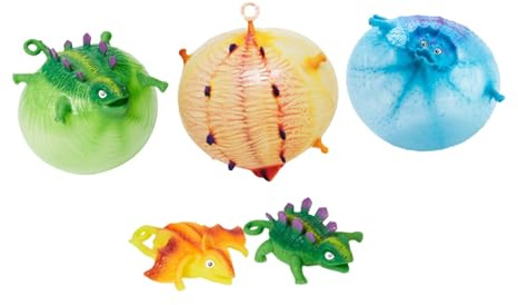 HEALSOPTHY 5 Stück Aufblasbares Ebene Spielzeug aus TPR Dinosaurier Ball als Stressabbauendes Kinderspielzeug für Party Favor und Kinder Spielen Kreatives Aufblasspielzeug Zufälliger Stil