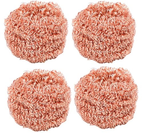 4 Pièces Eponge Cuivre Vaisselle - Grattoir Cuivre Poele INOX, Gratounette Cuivre pour Vaisselle, Cuivre Gratounette Heavy Duty De Cuisine Pots Casseroles Brosse De Nettoyage