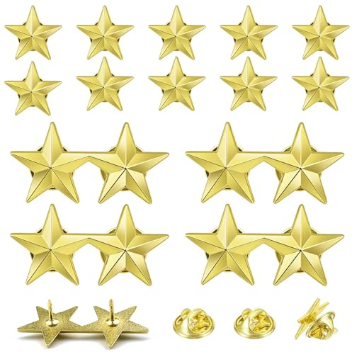 BITEFU 14 Stück Star Pin, Goldene Fünfzackige Orden Abzeichen, geeignet für Unabhängigkeitstag, Gedenktag, Veteranentag-Party, Legierungsmaterial, Unisex-Brosche