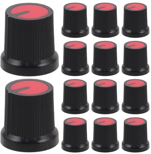 Rote Kunststoff Lautstärkeregler 6mm Wh148 für E-gitarre | 50 Stück, Pflaumenblüten Form, Einfache und Präzise Drehung, 15×17 Maß