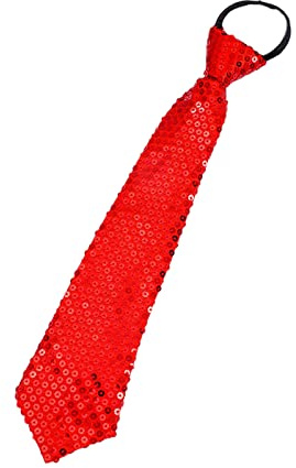 Xuancai Glänzende Pailletten-Krawatte für Herren und Damen, Bühnen-Glitzer-Pailletten, verstellbarer Reißverschluss, modische Party, vorgebundene Krawatte, Pailletten-Krawatte, rot, One size