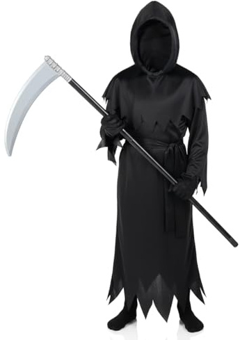 CoolChange Costume per bambini con falce e cappuccio nero