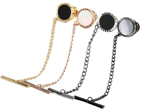 4 Stück Herren Metall Armband Pin Rücken Krawattennadel Tack mit Kette Hochzeit Krawatte Pins Für Party Hochzeit