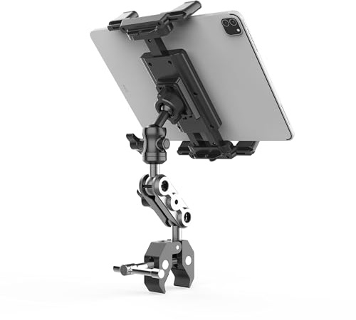 Lupholue Support Universel pour Tapis de Course, vélo d'appartement, Poussette, Fauteuil Roulant, voiturette de Golf - Pince à 360° for iPad, iPhone, Smartphones et tablettes de 12 à 33 cm