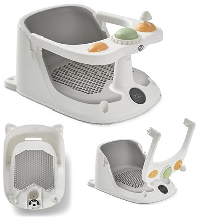 MS BabyWorld Siège de douche pour bébé antidérapant pour enfants avec TEMPÉRATURE de 6 à 24 mois, chaise de baignoire ou douche avec barre pour un placement facile du bébé (Vert) (Gris)