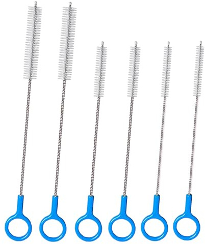 Straw Cleaner Brush Set Multi-Size(10+12), Heavy Duty Straw Brush Cleaner | 3mm Thick Steel Wire ,Straw Cleaning Brush with Flexible 2mm Steel Wire for Baby Bottle and Bendable Straws, 6 Pcs