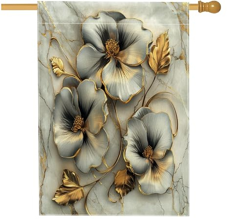 Banderas de primavera para casa de pensamiento de 28 x 40 pulgadas, de doble cara, flores de lujo en relieve para patio delantero, patio, banderas verticales para el hogar, banderas florales de